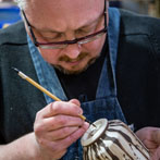 Richard Heeley at work in his pottery in Shropshire Feb 2018